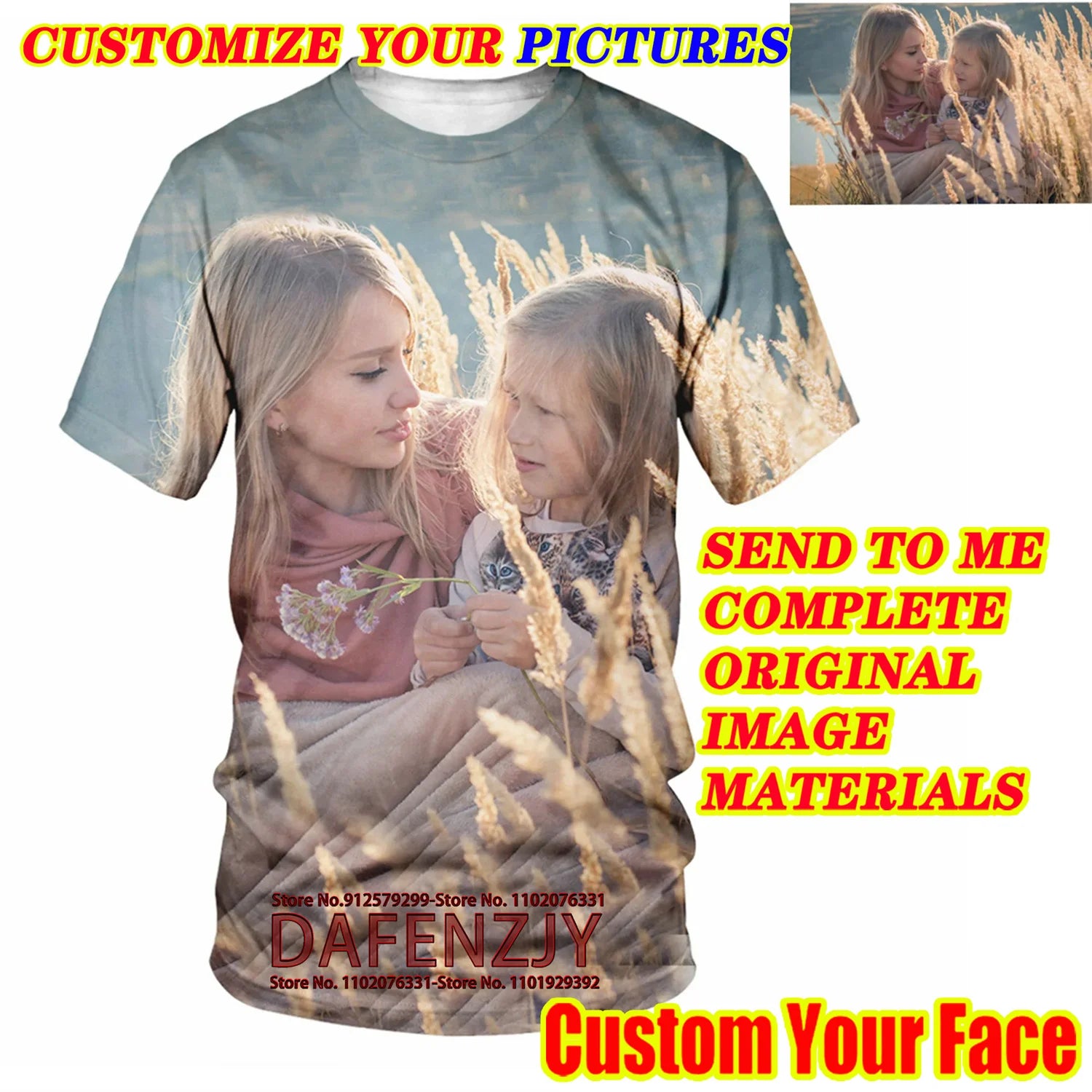 Men's Summer Custom Your Photo/name T Shirt 3D Printed Short Sleeve Harajuku Street Hip Hop T Shirt