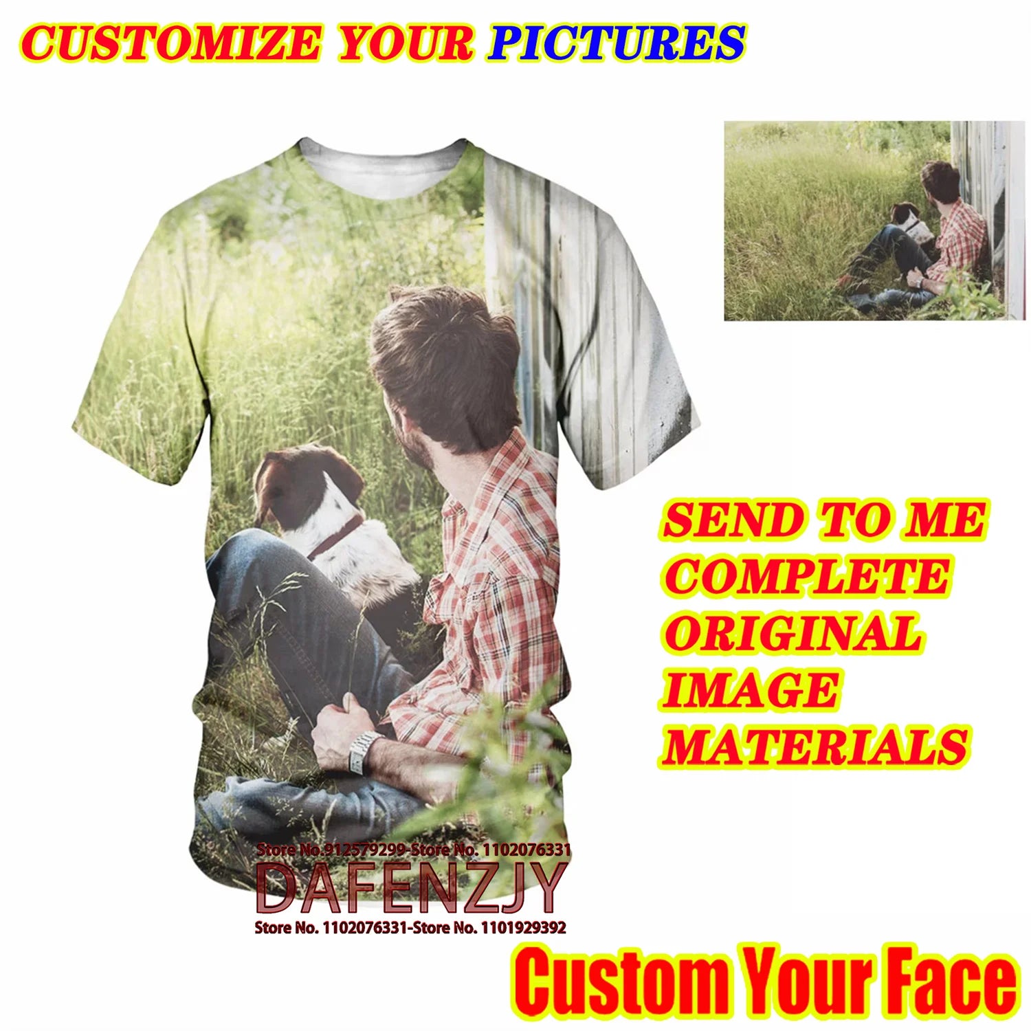 Men's Summer Custom Your Photo/name T Shirt 3D Printed Short Sleeve Harajuku Street Hip Hop T Shirt
